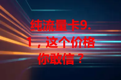 纯流量卡9.1，这个价格你敢信？