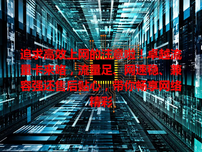 追求高效上网的注意啦！卓越流量卡来咯，流量足、网速稳、兼容强还售后贴心，带你畅享网络精彩