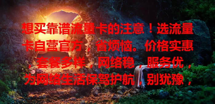 想买靠谱流量卡的注意！选流量卡自营官方，省烦恼。价格实惠，套餐多样，网络稳，服务优，为网络生活保驾护航，别犹豫，开启便捷上网新体验！