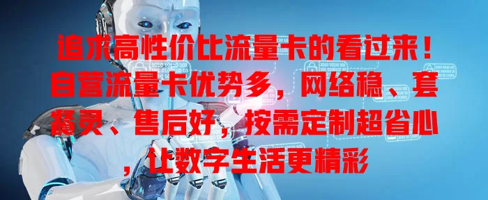 追求高性价比流量卡的看过来！自营流量卡优势多，网络稳、套餐灵、售后好，按需定制超省心，让数字生活更精彩