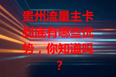 贵州流量主卡到底有哪些优势，你知道吗？