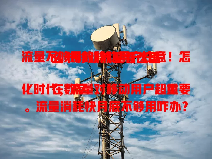 流量不够用的移动用户注意！怎么卡移动流量看这里

在数字化时代，流量对移动用户超重要。流量消耗快月底不够用咋办？别急，分享卡移动流量方法：合理规划、用监控工具、关注优惠活动、连安全Wi-Fi，掌握这些让流量使用更合理经济。