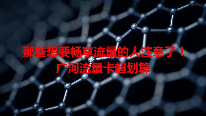 那些想要畅享流量的人注意了！广河流量卡超划算