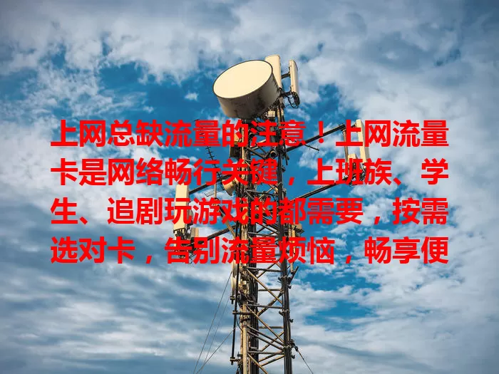 上网总缺流量的注意！上网流量卡是网络畅行关键，上班族、学生、追剧玩游戏的都需要，按需选对卡，告别流量烦恼，畅享便捷网络生活