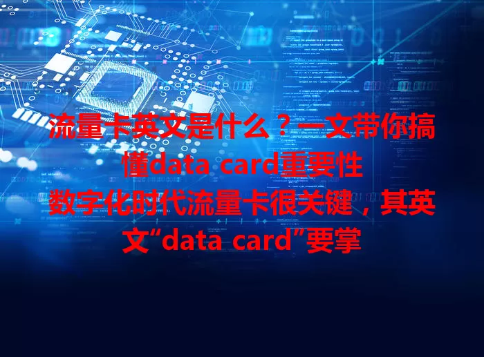 流量卡英文是什么？一文带你搞懂data card重要性
数字化时代流量卡很关键，其英文“data card”要掌握。常接触国际业务等人群用它可免沟通障碍，学英语也能丰富词汇量，技术文档里识别它对操作流量卡意义重大。