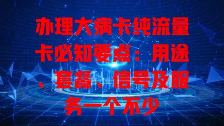 办理大病卡纯流量卡必知要点：用途、套餐、信号及服务一个不少