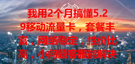 我用2个月搞懂5.29移动流量卡，套餐丰富，网络稳定，性价比高，小问题客服能解决，值得考虑！