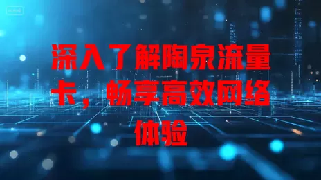 深入了解陶泉流量卡，畅享高效网络体验