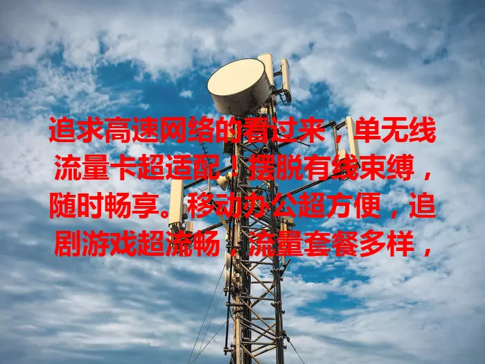 追求高速网络的看过来，单无线流量卡超适配！摆脱有线束缚，随时畅享。移动办公超方便，追剧游戏超流畅，流量套餐多样，费用合理，值得一试！