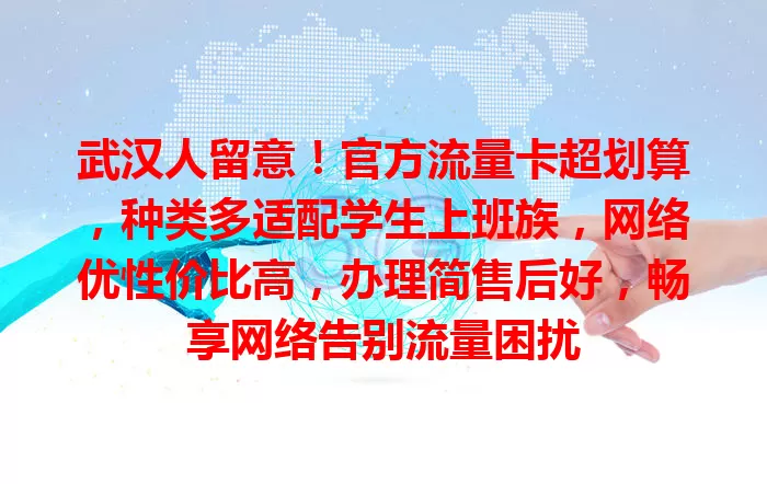 武汉人留意！官方流量卡超划算，种类多适配学生上班族，网络优性价比高，办理简售后好，畅享网络告别流量困扰