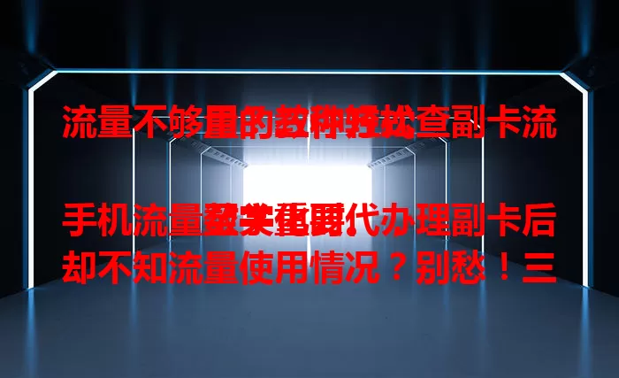 流量不够用？教你轻松查副卡流量的三种方式

数字化时代，手机流量至关重要。办理副卡后却不知流量使用情况？别愁！三大运营商查询方式各异：拨打客服电话，如移动10086等；手机营业厅APP能查详细信息与趋势图；部分套餐支持短信查询，虽有差异但都能让你掌握副卡流量，避免超支，随心用流量！