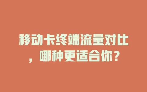 移动卡终端流量对比，哪种更适合你？