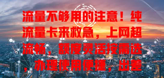 流量不够用的注意！纯流量卡来救急，上网超流畅，额度灵活按需选，办理使用便捷，出差旅行必备