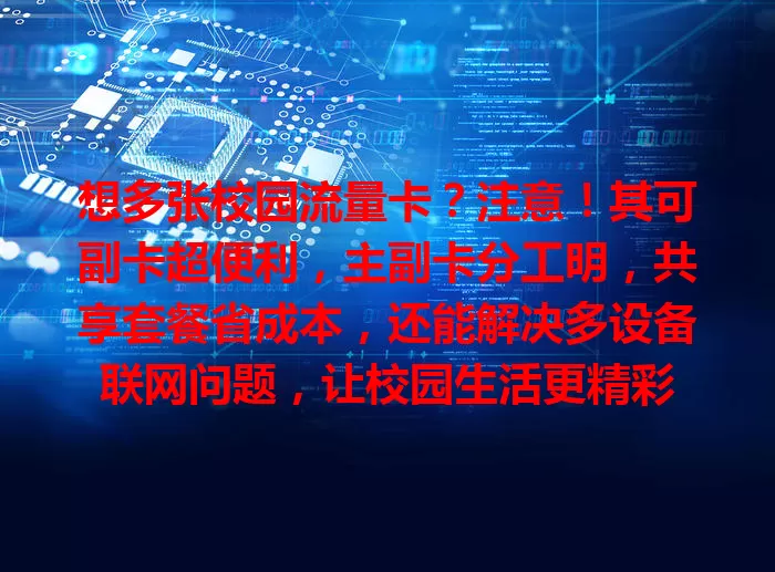 想多张校园流量卡？注意！其可副卡超便利，主副卡分工明，共享套餐省成本，还能解决多设备联网问题，让校园生活更精彩