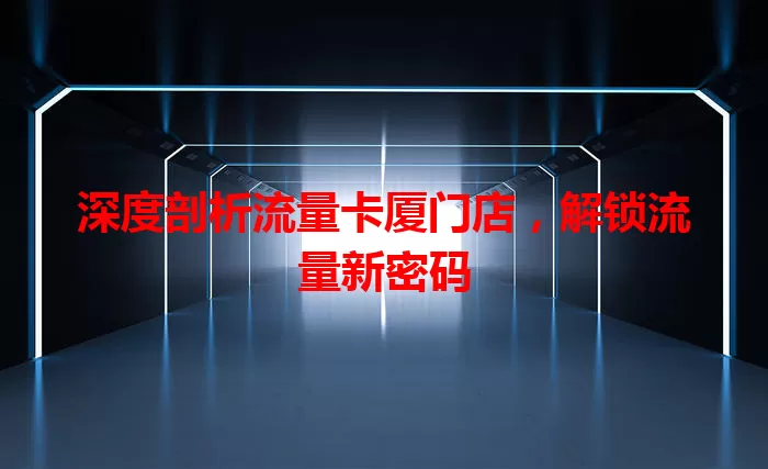 深度剖析流量卡厦门店，解锁流量新密码