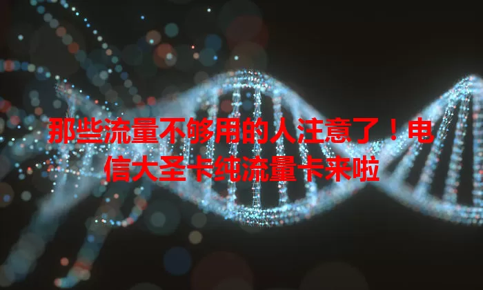 那些流量不够用的人注意了！电信大圣卡纯流量卡来啦