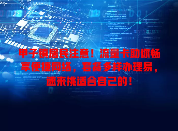 甲子镇居民注意！流量卡助你畅享便捷网络，套餐多样办理易，速来挑适合自己的！