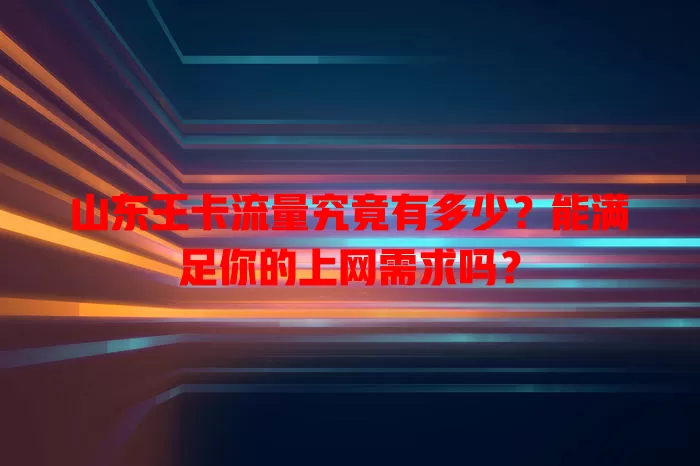 山东王卡流量究竟有多少？能满足你的上网需求吗？