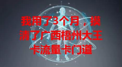 我用了3个月，摸清了广西梧州大王卡流量卡门道