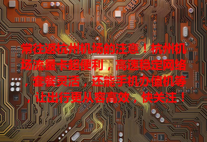 常往返杭州机场的注意！杭州机场流量卡超便利，高速稳定网络，套餐灵活，还能手机办值机等，让出行更从容高效，快关注！