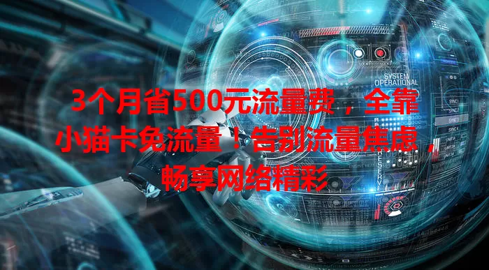 3个月省500元流量费，全靠小猫卡免流量！告别流量焦虑，畅享网络精彩