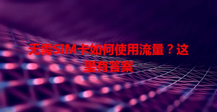 无需SIM卡如何使用流量？这里有答案
