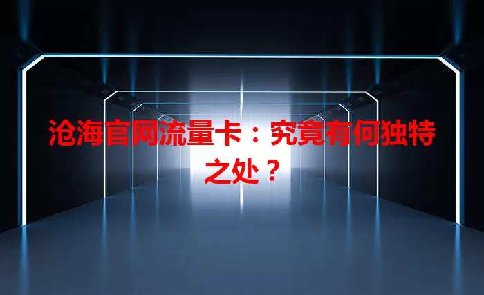 沧海官网流量卡：究竟有何独特之处？