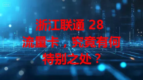 浙江联通 28 流量卡，究竟有何特别之处？