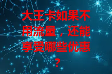 大王卡如果不用流量，还能享受哪些优惠？